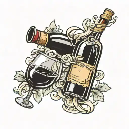Magnificent wine tattoo design idea