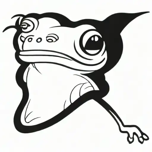 frog with horns blowing air tattoo design idea