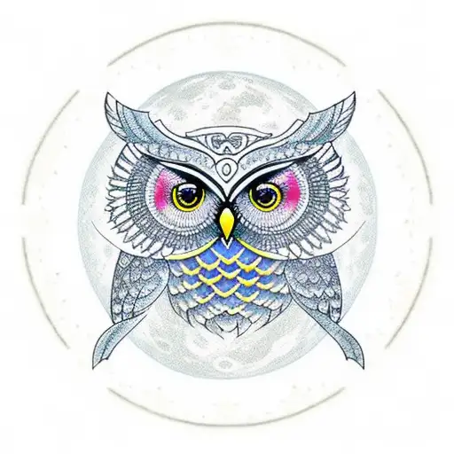 owl mandala moon  tattoo design idea