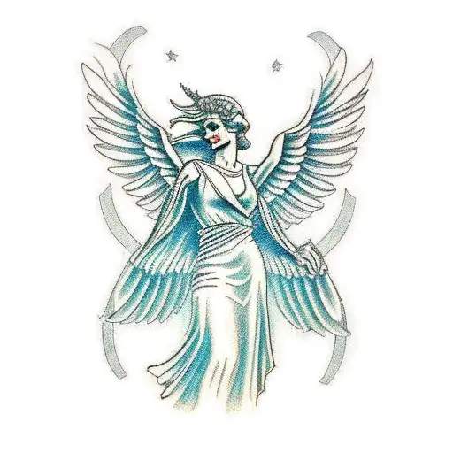 winged victory tattoo design idea