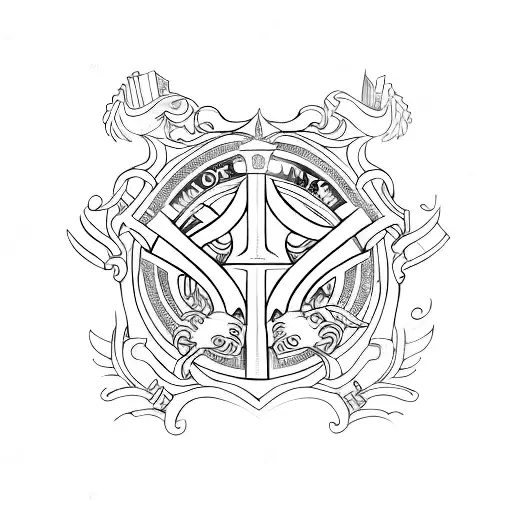 A keyhole shaped like a book with Harry Potter and Narnia symbols inside tattoo design idea