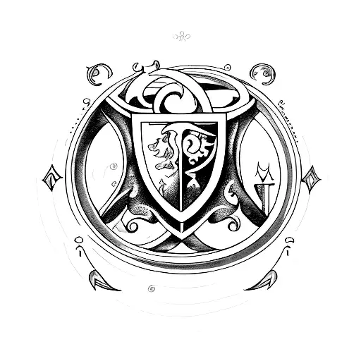 A keyhole shaped like a book with Harry Potter and Narnia symbols inside tattoo design idea