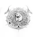 A keyhole shaped like a book with Harry Potter and Narnia symbols inside tattoo design idea