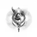 A keyhole shaped like a book with Harry Potter and Narnia symbols inside tattoo design idea