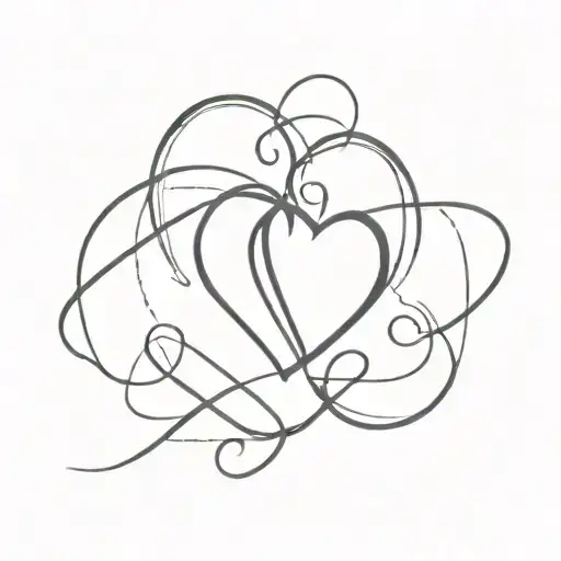 heart intertwined with initials N K Z N letter together tattoo design idea