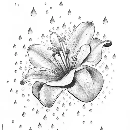lily flower and rain clouds tattoo design idea