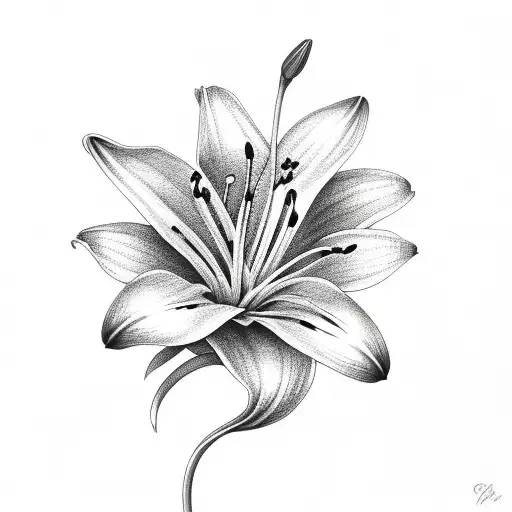 lily flower with Kim on the leaf tattoo design idea