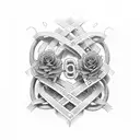 It should be the numbers 1908, underneath each other,  1 9 0 8  With every number there should be something intertwined  tattoo design idea