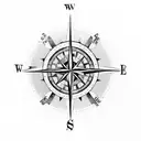 A compass surrounded by motivational quotes, representing the guidance and direction provided by a mindset coach in navigating life's challenges tattoo design idea