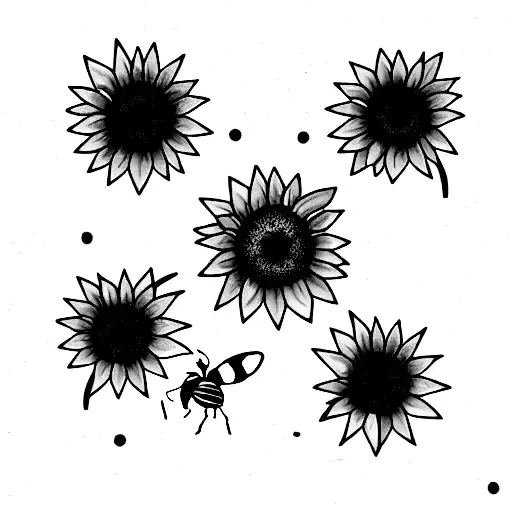 Sunflower and bee tattoo design idea