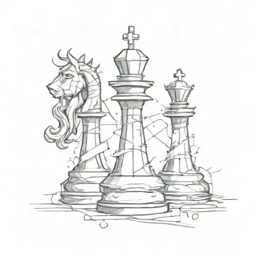 broken queen chess piece tattoo design idea