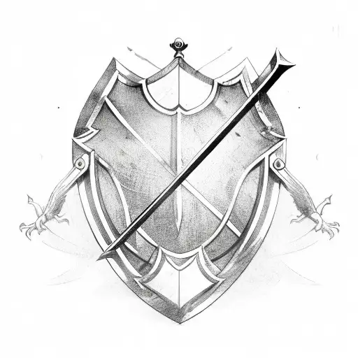 medieval sword and shield tattoo design idea