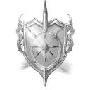 medieval sword and shield tattoo design idea