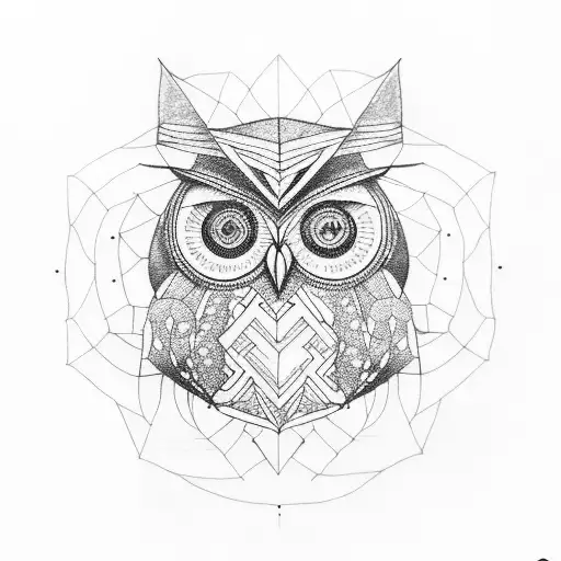 A tattoo of a geometric owl with a graduation cap tattoo design idea