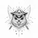 A tattoo of a geometric owl with a graduation cap tattoo design idea
