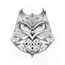 A tattoo of a geometric owl with a graduation cap tattoo design idea