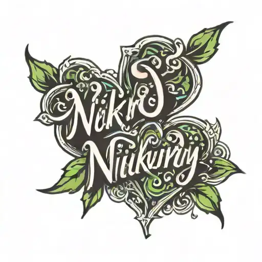 nikunj name in heartbeats parallel tattoo design idea