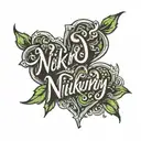 nikunj name in heartbeats parallel tattoo design idea