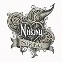 nikunj name in heartbeats parallel tattoo design idea