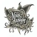 nikunj name in heartbeats parallel tattoo design idea