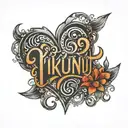 nikunj name in heartbeats parallel tattoo design idea