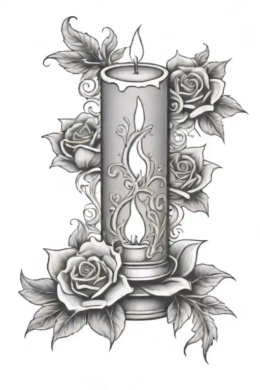 candle burning tattoo design idea