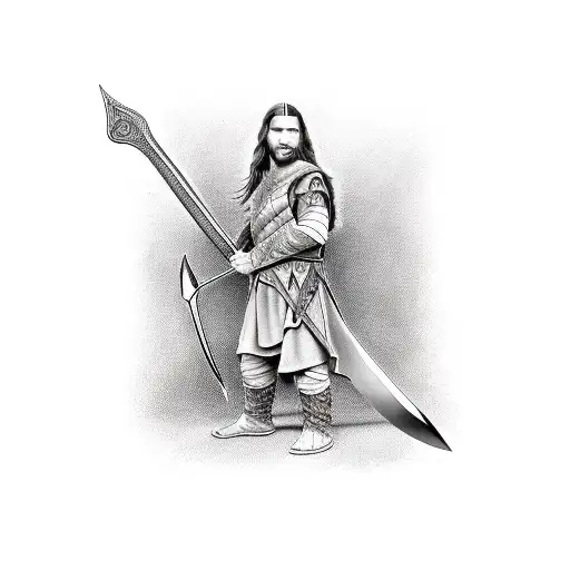 Gimli's axe, Legolas bow and Aragorn's sword tattoo design idea
