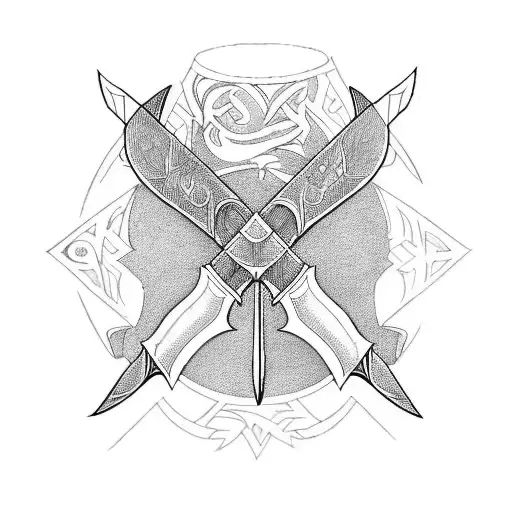 Gimli's axe, Legolas bow and Aragorn's sword tattoo design idea