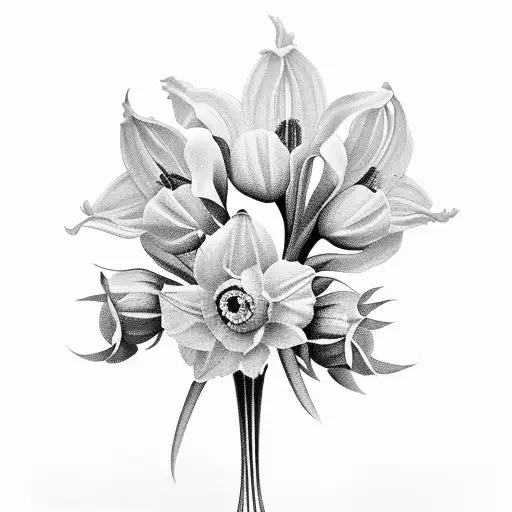 traditional vase with daffodils tattoo design idea