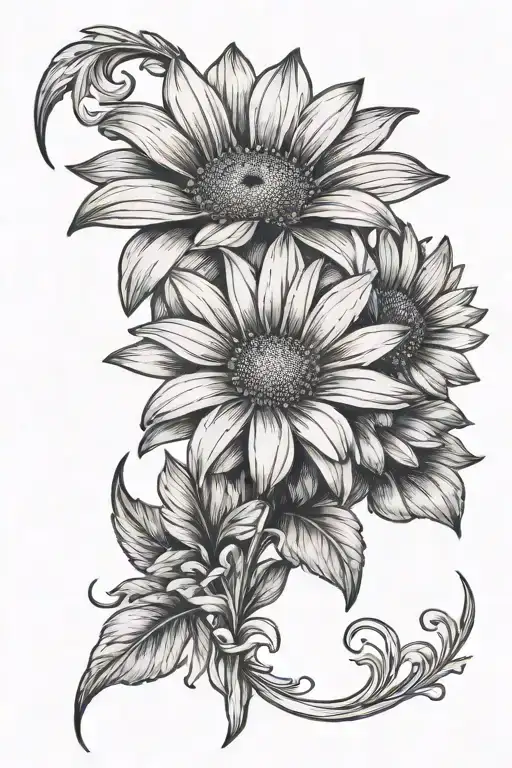 daisy flower and diamond tattoo design idea