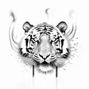 A tiger with smoke forming into the shape of welding sparks tattoo design idea