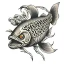 trout skeleton tattoo design idea