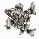 trout skeleton tattoo design idea