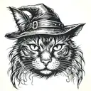dark witchy  cat tattoo design idea