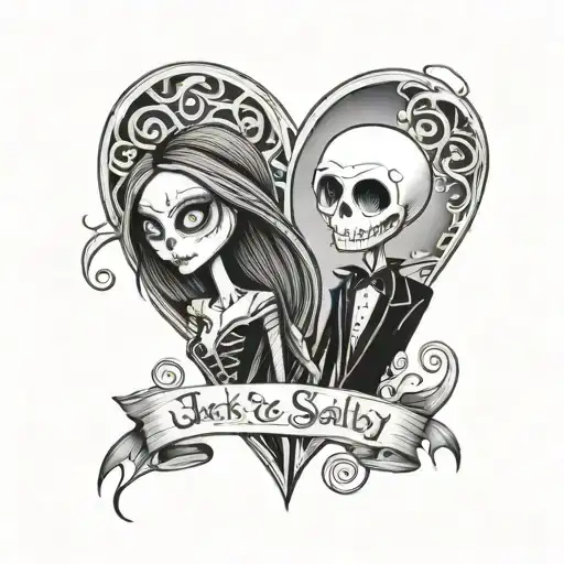 Jack and Sally The power of the heart prevails over the obstacles of rationality tattoo design idea