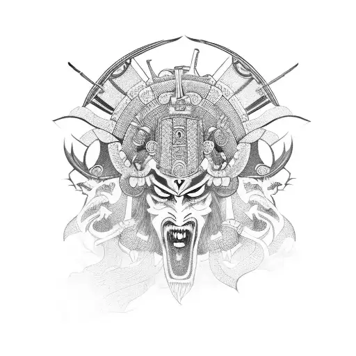 Full-length samurai  tattoo design idea