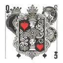 3 playing cards including queen of hearts king of clubs and ace of diamonds tattoo design idea