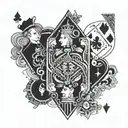 3 playing cards including queen of hearts king of clubs and ace of diamonds tattoo design idea