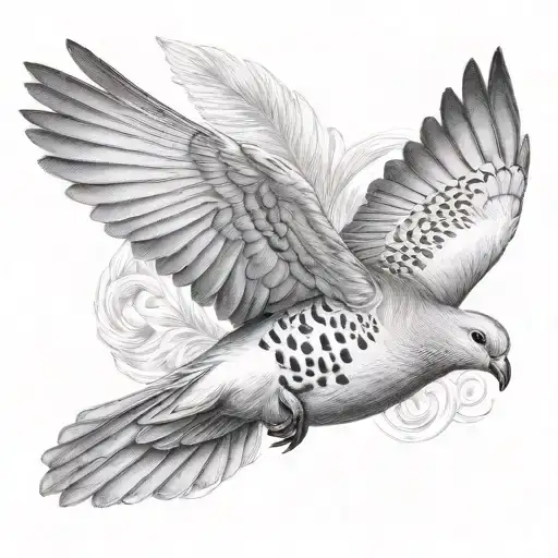 turtle dove flying tattoo design idea