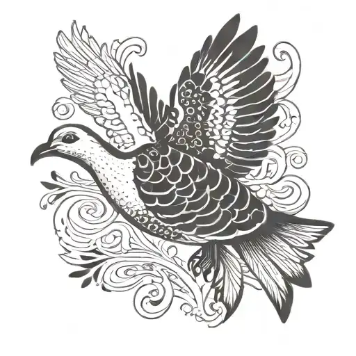 turtle dove flying tattoo design idea