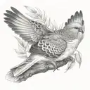 turtle dove sitting on tree branch   tattoo design idea