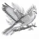 turtle dove sitting on tree branch   tattoo design idea