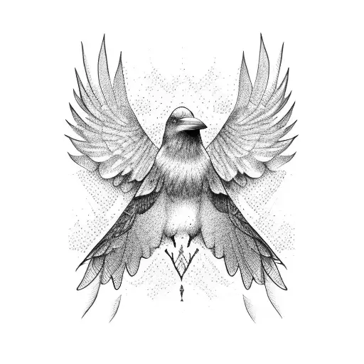 flying crow tattoo design idea