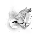 flying crow tattoo design idea