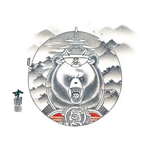 Samurai bear tattoo design idea