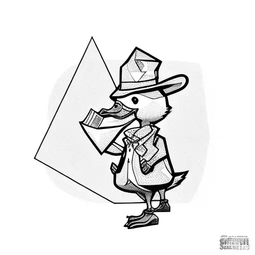 Professor duck holding a bag of money tattoo design idea