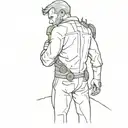 fallout burned man standing tattoo design idea