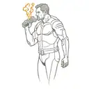 fallout burned man standing tattoo design idea