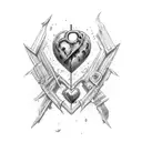 heart with the effect of torn skin inside the Ukrainian trident tattoo design idea