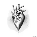 heart with the effect of torn skin inside the Ukrainian trident tattoo design idea